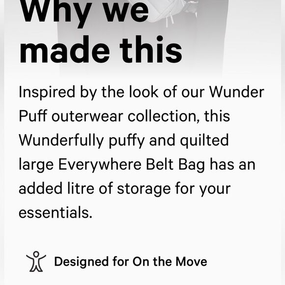 Lululemon Wunder Puff Everywhere Belt Bag 1L in Black SADDLE BAG FANNY PACK NWT - Picture 10 of 11